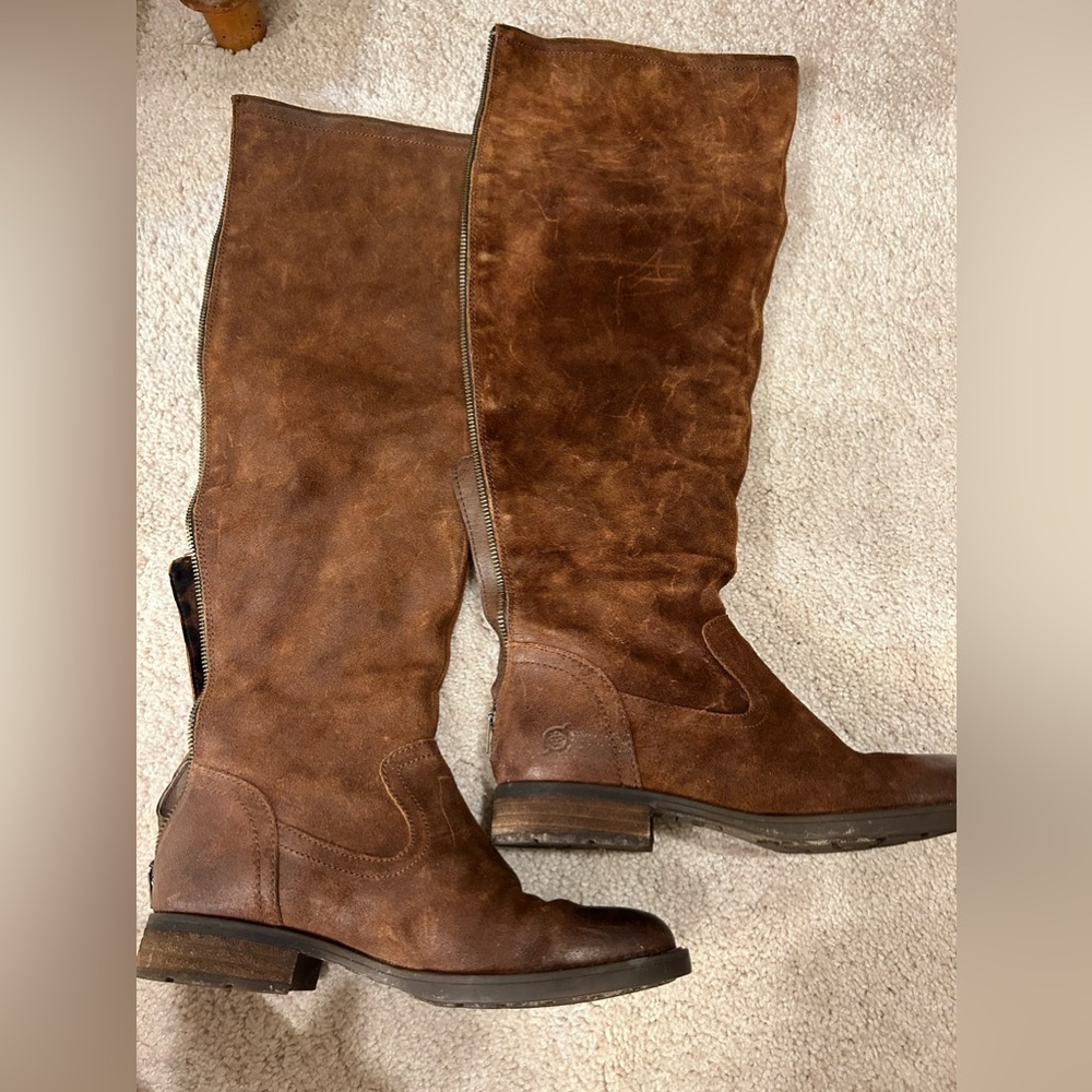 BORN BOOTS Over The Knee Distressed Leather Boots